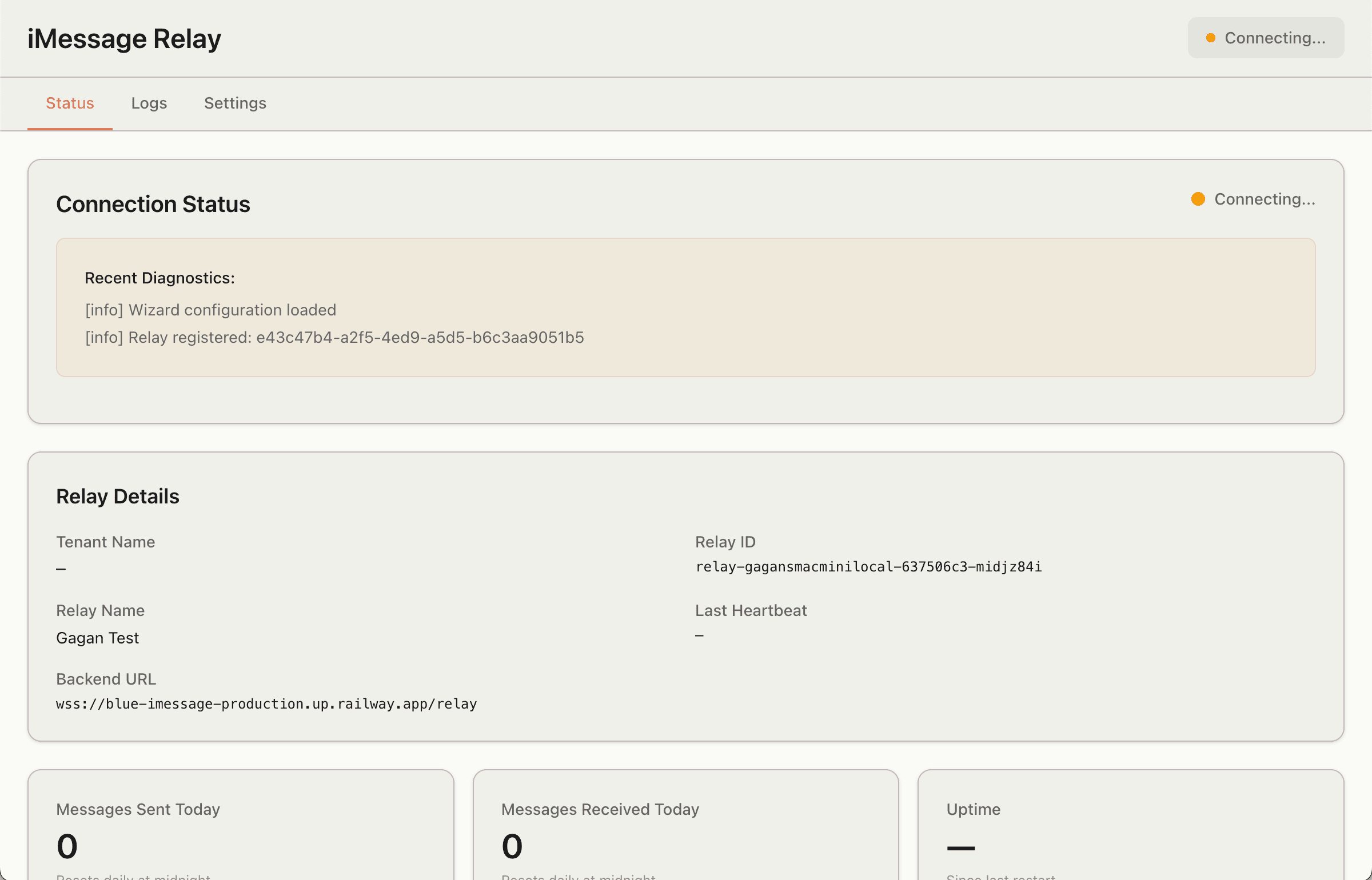 Pigeon Relay Desktop App Screenshot