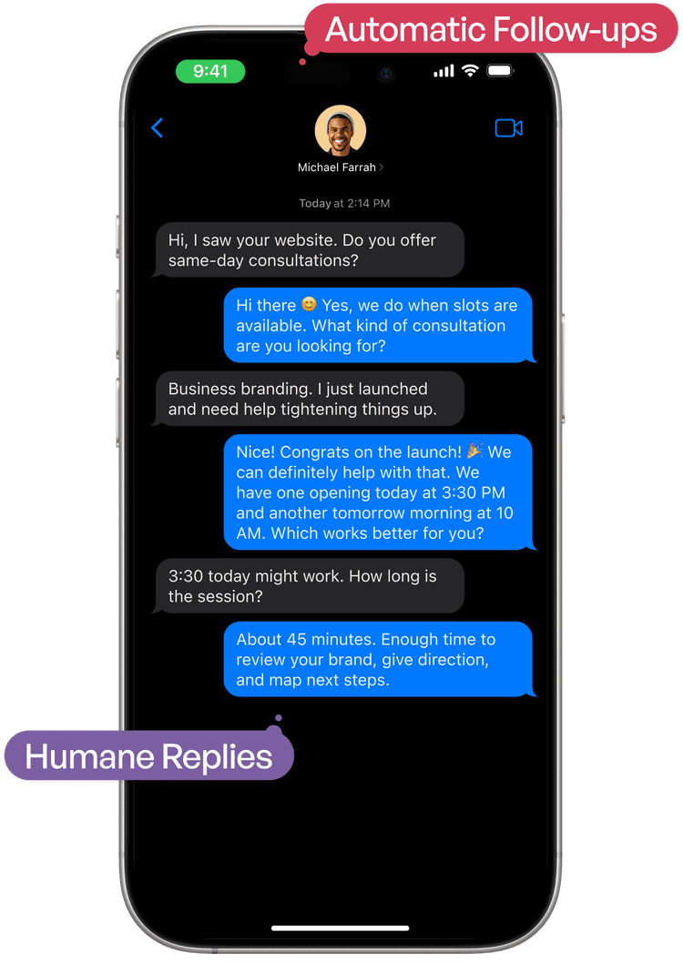Power up your client communications with humane iMessage chatbots