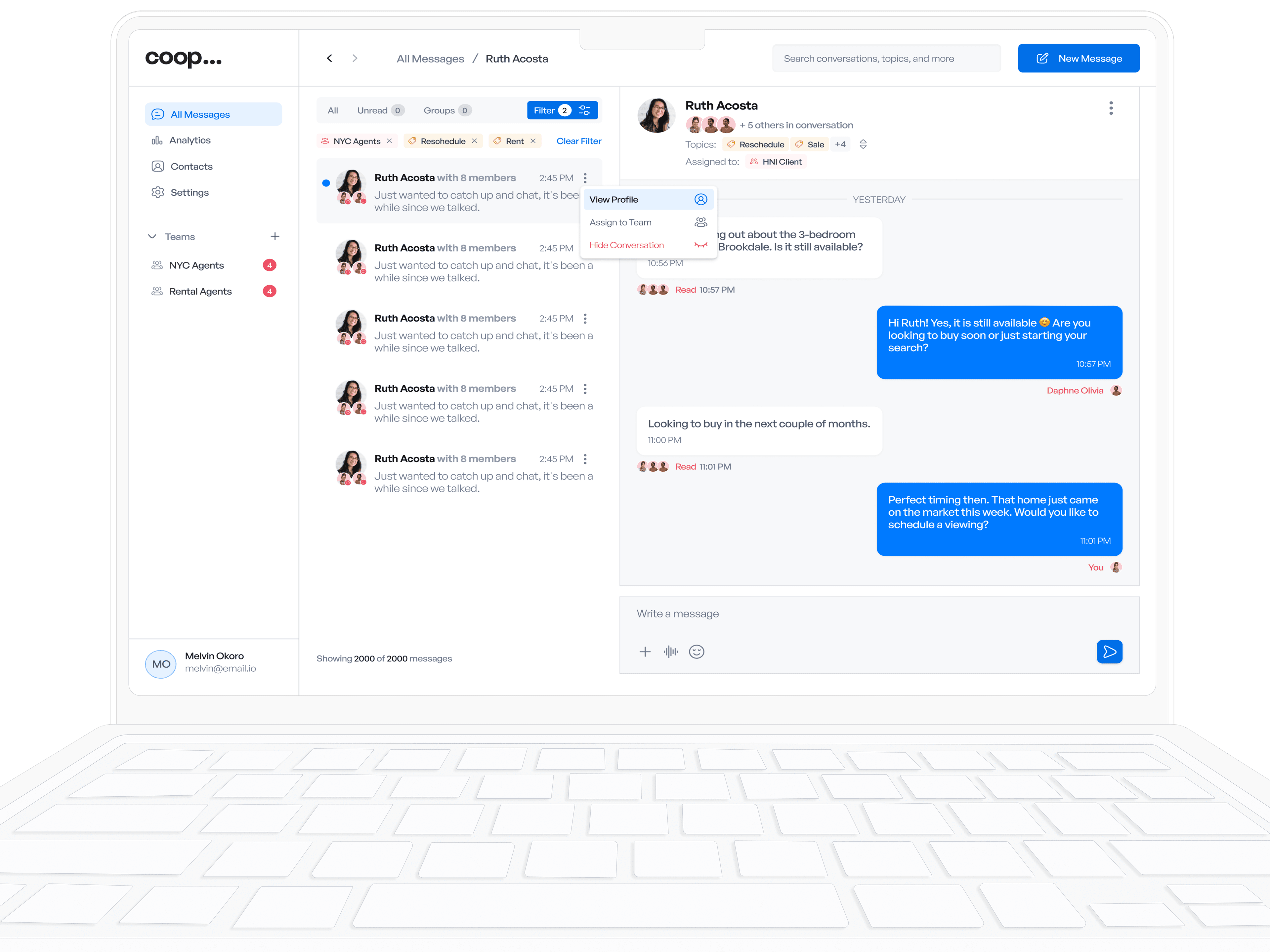 Laptop showing dashboard interface